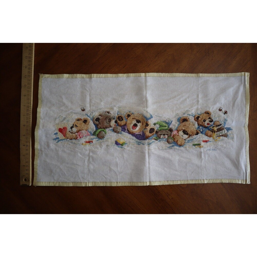 Finished Janlynn Counted Cross Stitch 19"X7"-Sleepy Bears #195-0601 Complete - Picture 6 of 10